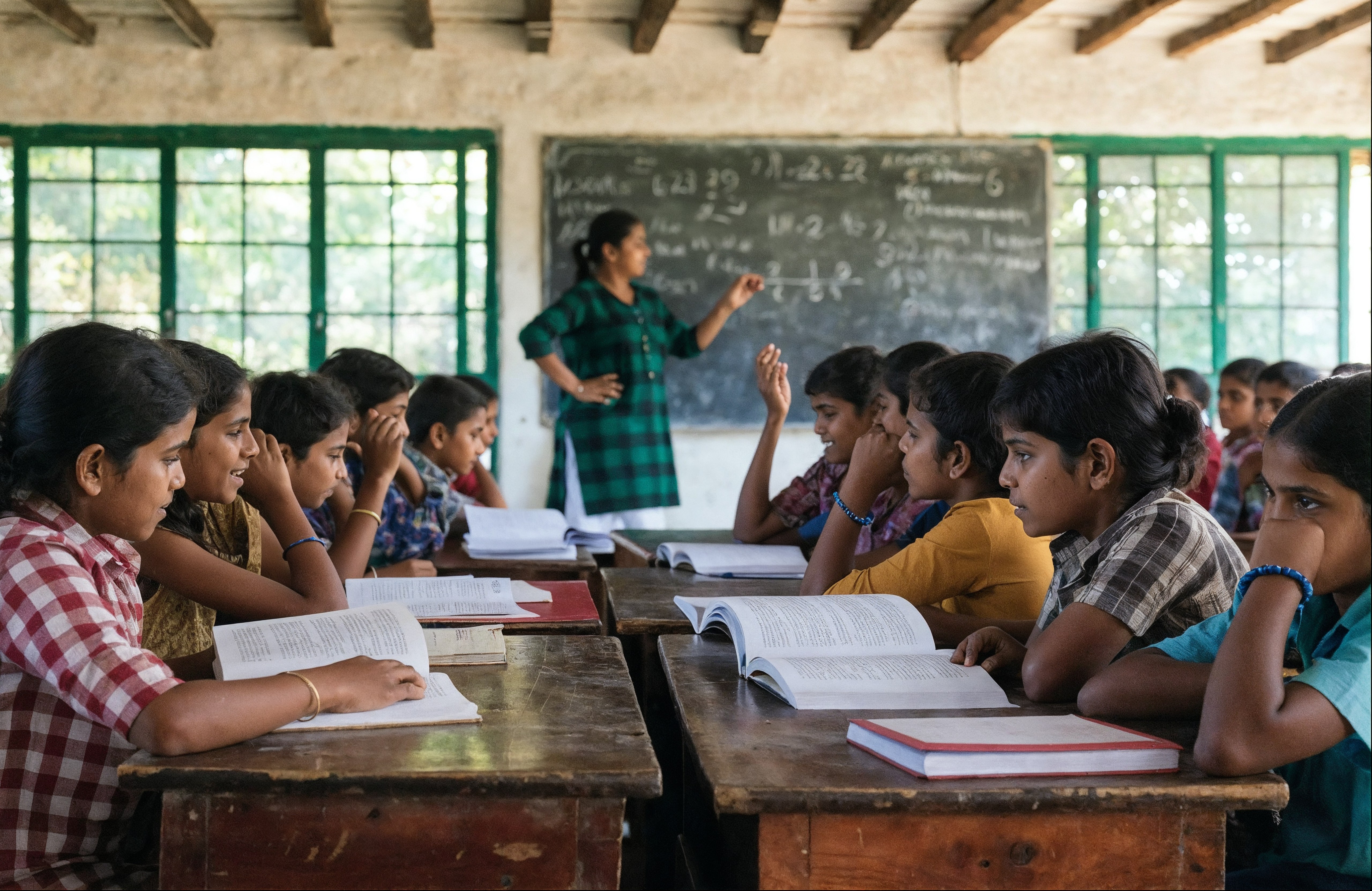 Rural Education Program India — PASALA Foundation Indian teacher teaching students in rural classroom supported by PASALA Foundation