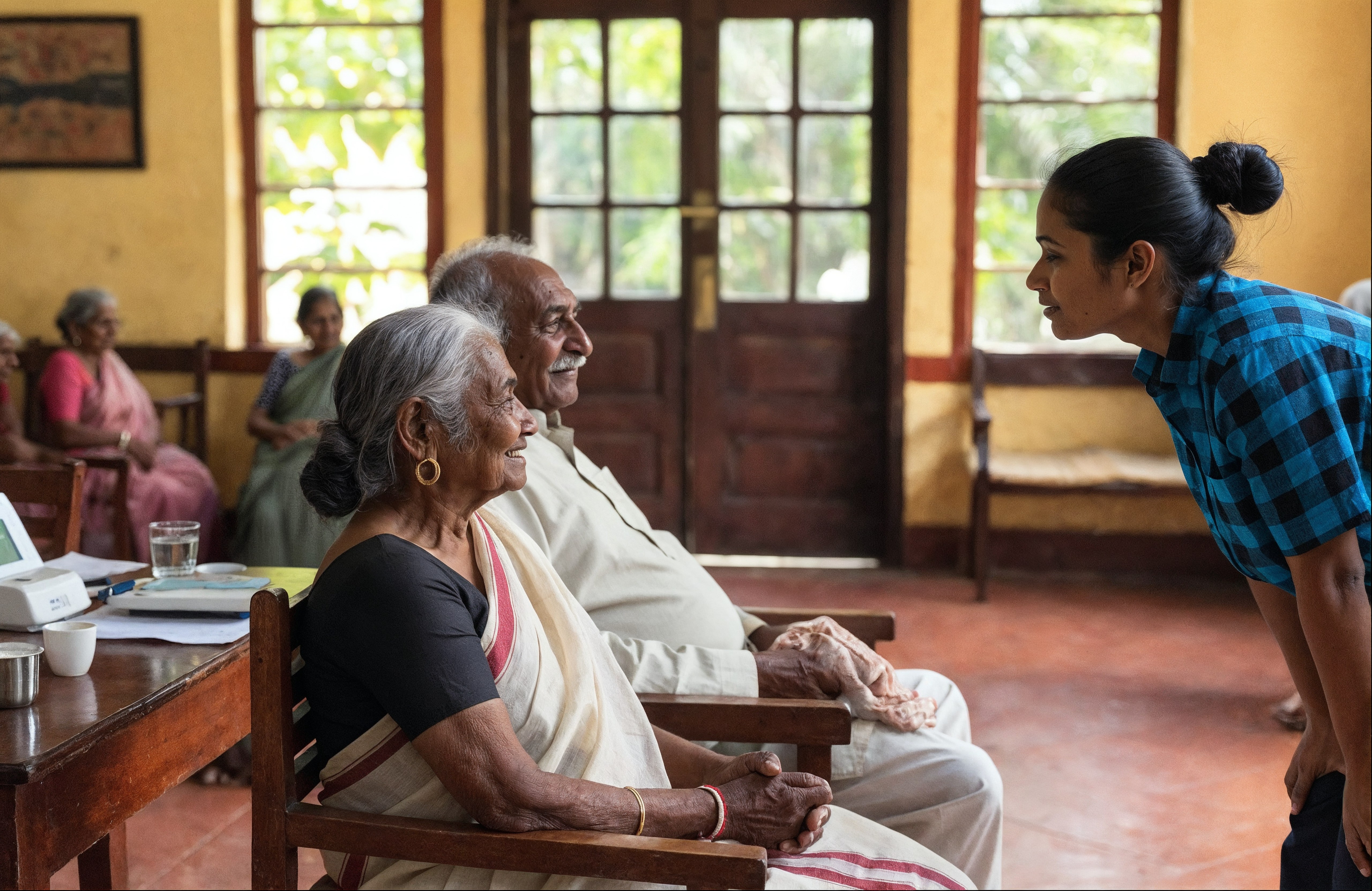 Senior Citizens Program India — PASALA Foundation Happy elderly Indian couple receiving community support — PASALA Foundation